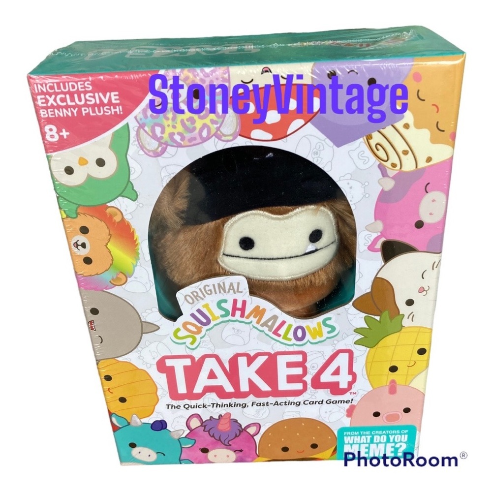 Squishmallows Benny the Bigfoot 3.5” Clip with Take 4 Card Game
